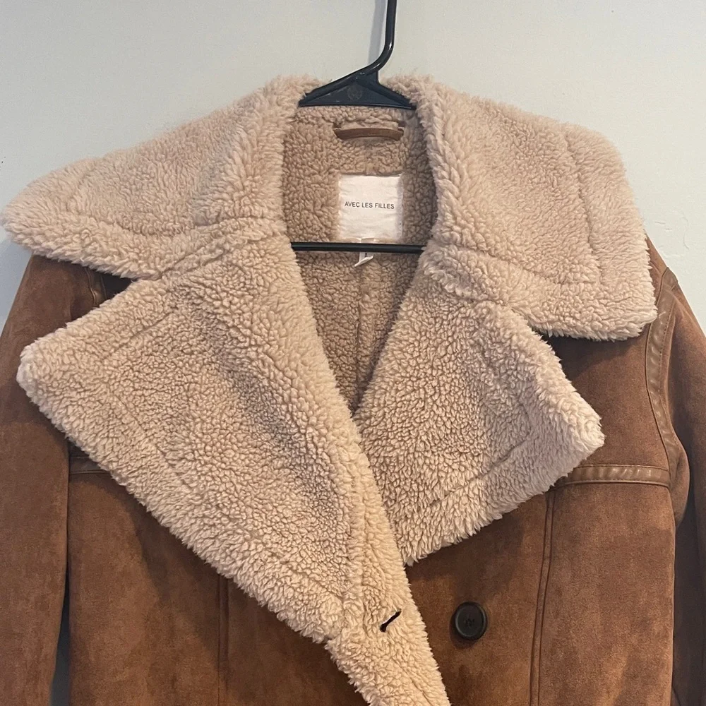 Avec Les Filles Faux Shearling Trench Coat size XS - Picture 5 of 13